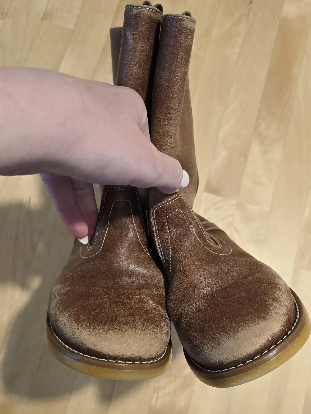 Elephantito Leather Pull-On Boots Size 4 Big Kids